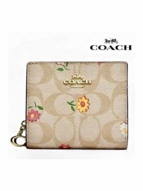 Coach Snap Wallet In Signature Coated Canvas Leather Floral Ditsy Print CH477